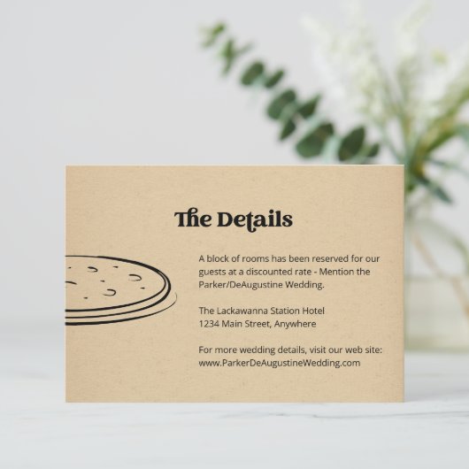 Pizza Bruiloft Informatie Details Behuizing Kaart (Staand voorkant)