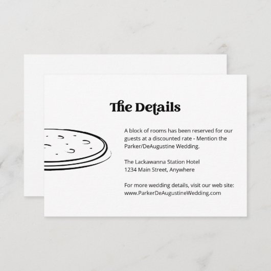 Pizza Bruiloft Informatie Details Behuizing Kaart (Voorkant / Achterkant)