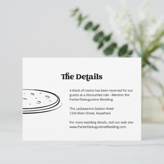 Pizza Bruiloft Informatie Details Behuizing Kaart (Staand voorkant)