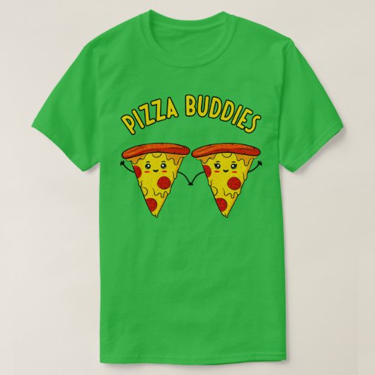 Pizza Buddies Grappige Schattigee Pizza's Paar T-shirt (Design voorkant)