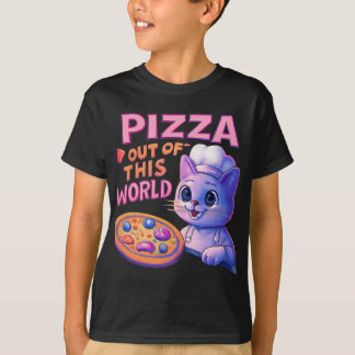Pizza: Buiten deze Wereld | Ruimtech Chef Kat T-shirt