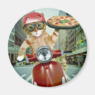 Pizza cat - cat - pizzabezorging magneet