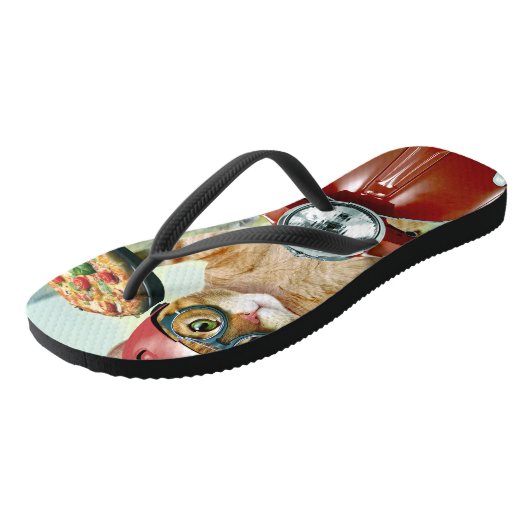 Pizza cat - cat - pizzabezorging teenslippers (Schuin)