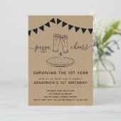 Pizza & Cheers & Beers Birthday Party 1st Birthday Kaart (Staand voorkant)