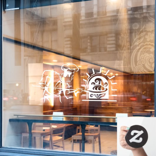 Pizza Chef Fired Brick Oven Pizzeria Raamsticker (Cafe Raam)