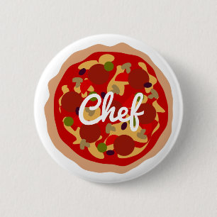 Pizza chef ronde pinback-knopnaamkaart ronde button 5,7 cm