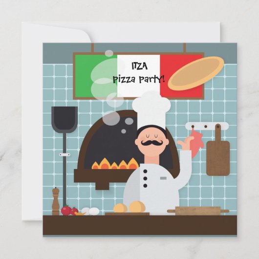 Pizza Chef Uitnodiging (Voorkant)