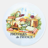 Pizza Clock. Fromages De France. Ronde Sticker (Voorkant)