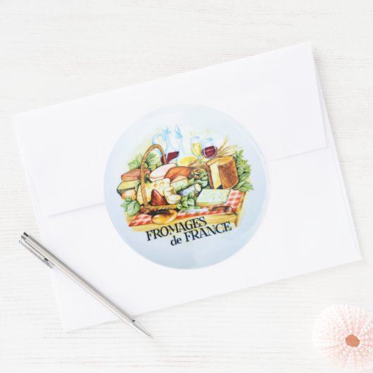 Pizza Clock. Fromages De France. Ronde Sticker (Envelop)