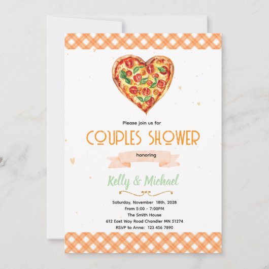 Pizza Couples Bridal Shower Invitation (Devant)