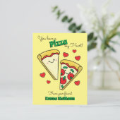 Pizza Cute Kids Valentine's Day Kawaii Carte posta (Debout devant)