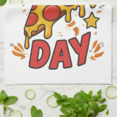 Pizza Day – Leuke Pepperoni Pizza Slice Design Theedoek (Gevouwen)