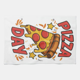 Pizza Day – Leuke Pepperoni Pizza Slice Design Theedoek