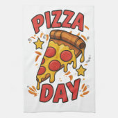 Pizza Day – Leuke Pepperoni Pizza Slice Design Theedoek (Verticaal)