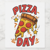 Pizza Day – Leuke Pepperoni Pizza Slice Design Wijn Etiket (Enkel label)