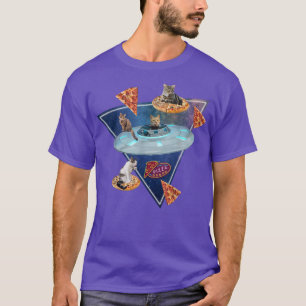 Pizza De Chats Amusants Dans T-Shirt Spatial