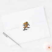 Pizza Delivery, Funny Pizza Skateboarding Ronde Sticker (Envelop)