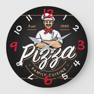 Pizza Design Wall-klok met cijfers Grote Klok
