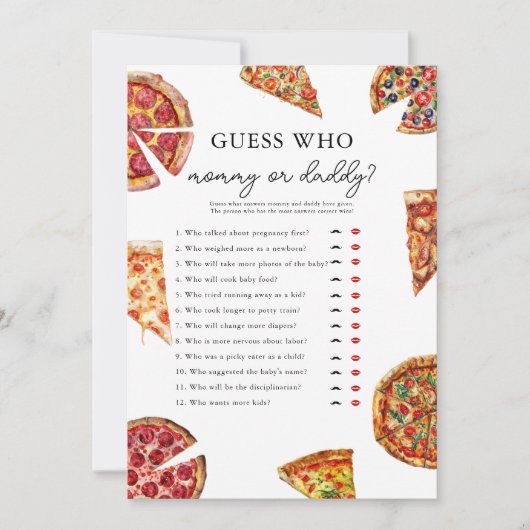 Pizza Devinez Qui Baby shower Carte De Jeu (Devant)