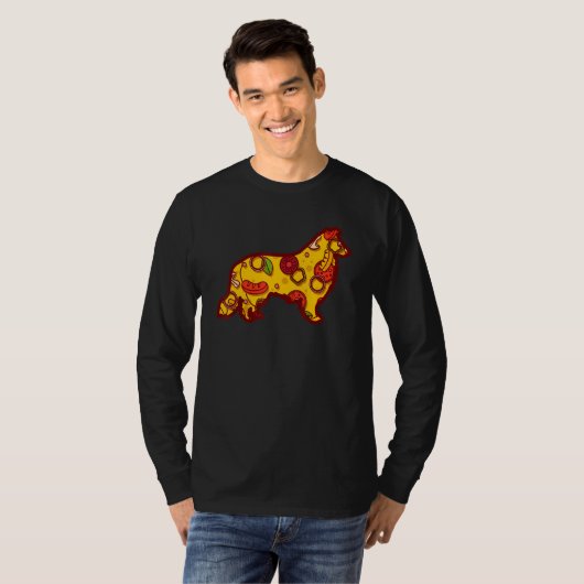 Pizza Dog Funny Pizza Shetland Sheepdog T-shirt (Voorkant volledig)