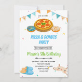 Pizza donuts garçon somnolent invitation (Devant)