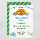 Pizza donuts garçon somnolent invitation (Devant / Derrière)