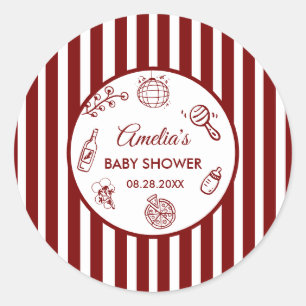 Pizza doodle speciale bezorging  Baby Shower Ronde Sticker