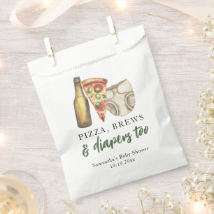Pizza, drankjes en luiers ook Baby shower Bedankzakje