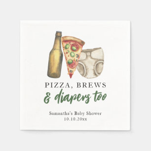 Pizza, drankjes en luiers ook Baby shower Servet