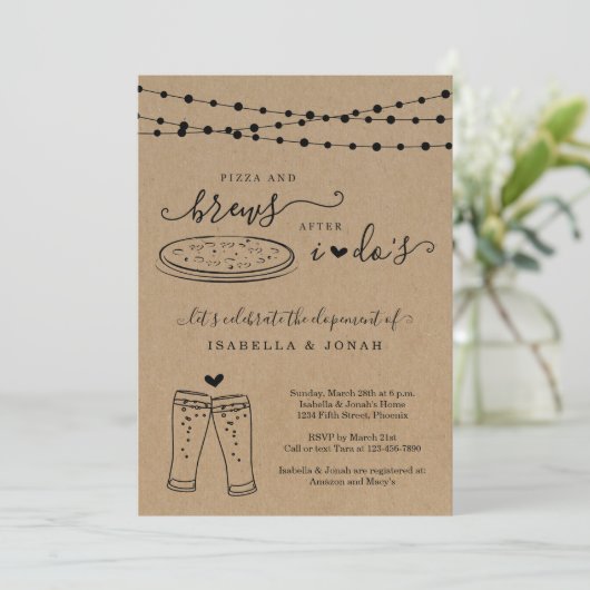 Pizza & Drankjes Na Ik Dos Ontvangst Alleen Vlucht Kaart (Staand voorkant)