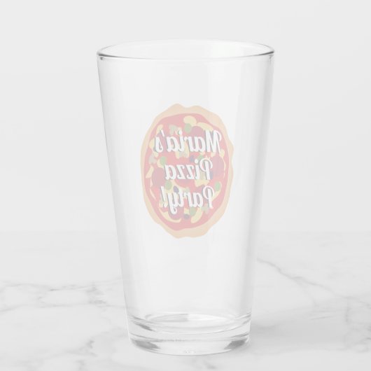 Pizza-drink met aangepaste tekst glas (Achterkant)