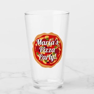 Pizza-drink met aangepaste tekst glas