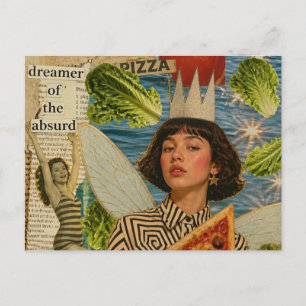 Pizza Elf Mixed Media Collage Briefkaart
