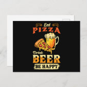 Pizza en bier briefkaart (Voorkant / Achterkant)