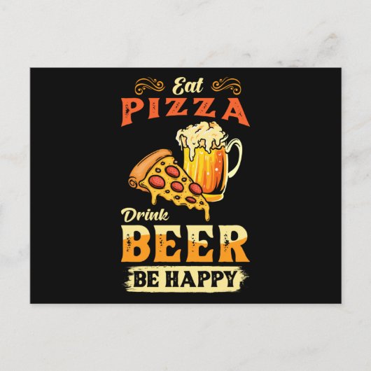 Pizza en bier briefkaart (Voorkant)