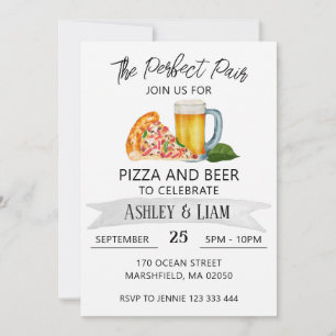 Pizza en Bier Koppel Co-Ed Bruidsuitnodiging Kaart