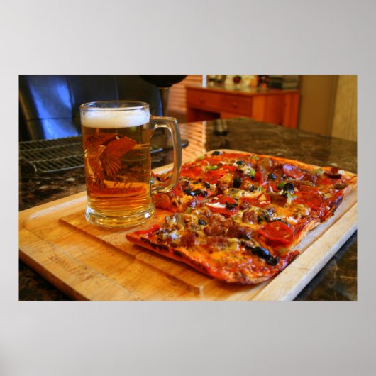Pizza en bier poster (Voorkant)
