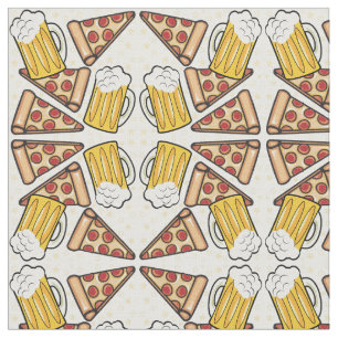 Pizza- en bierpatroon stof