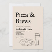 Pizza en brouwt Bier Casual Koppels Vrijgezellenfe Kaart (Voorkant)