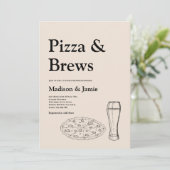 Pizza en brouwt Bier Casual Koppels Vrijgezellenfe Kaart (Staand voorkant)