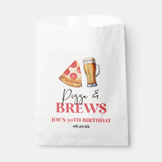 Pizza en brouwt Bier Glas Verjaardagsfeest Bedankzakje (Voorkant)