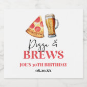Pizza en brouwt Bier Glas Verjaardagsfeest Bier Etiket (Enkel label)