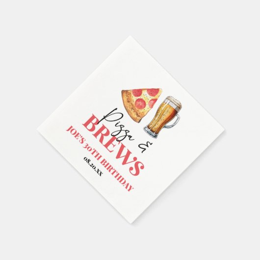 Pizza en brouwt Bier Glas Verjaardagsfeest Servet (Hoek)