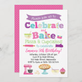 Pizza en Cupcake Baking Party Kaart (Voorkant / Achterkant)