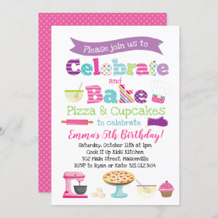 Pizza en Cupcake Baking Party Kaart
