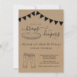 Pizza en diapers te Mannen en Baby shower Kaart