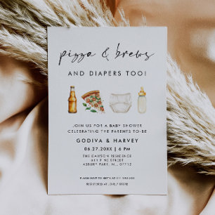 Pizza en drankjes en luiers ook baby shower kaart