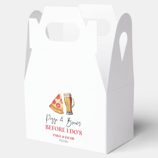 Pizza en drankjes voor de huwelijksrepetitie bedankdoosjes (Geopend)