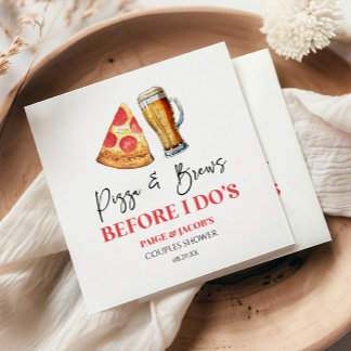 Pizza en drankjes voor de trouwfeest borrel servet