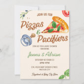 Pizza en Fopspenen Baby shower Uitnodiging (Voorkant)